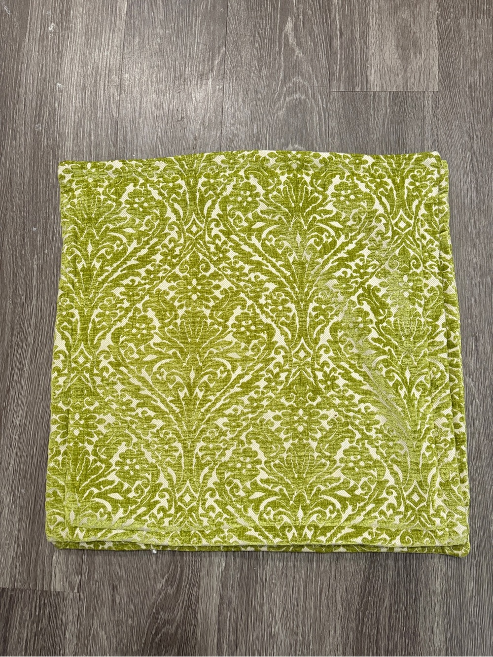 Damask Velvet Chartreuse Decorative Pillow Covers Set 2